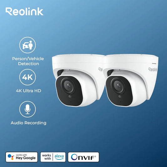 Reolink 2Pcs 4K PoE Outdoor Camera 8MP Human Car pet Detection Security IP Cam Smart Night Version Home Surveillance Camera 820A