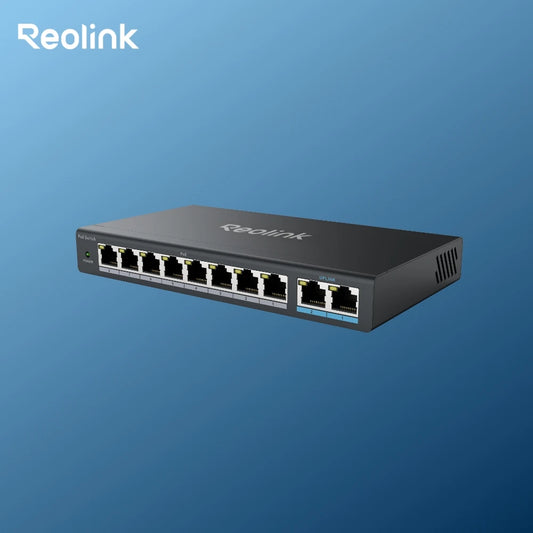 Reolink PoE Switch with 8 PoE Ports 2 Gigabit Uplink Ports 120W Ethernet Switch PoE Injector Power Supply for PoE IP Cameras