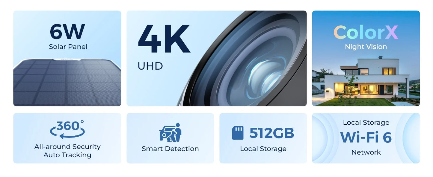 Reolink 4K Battery WiFi Security Camera 360° PT Auto Tracking Color Night Vision Wireless IP Camera Home Hub Security System