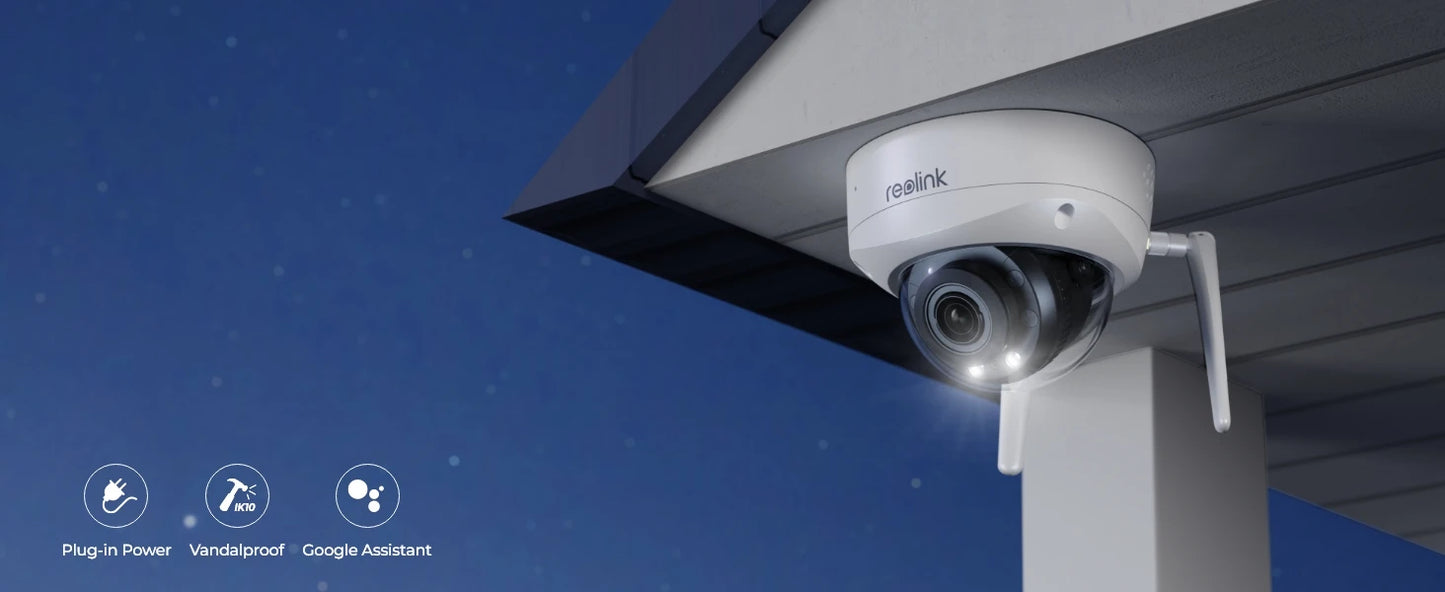 Reolink 4K Dual-Band Wi-Fi 6 Security Camera IK10 Vandal-Proof 5X Optical Zoom Outdoor 8MP Dome WiFi IP Camera with Spotlight