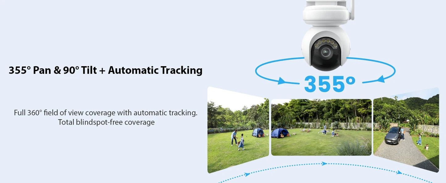 Reolink 4K Battery WiFi Security Camera 360° PT Auto Tracking Color Night Vision Wireless IP Camera Home Hub Security System