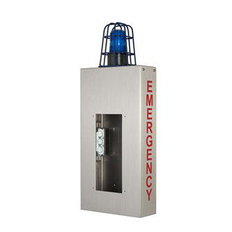 WALL BOX WITH CAGED LIGHT AND EMERGENCY LETTERING