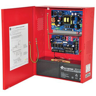 NAC Power Supply, 2 Class A or 4 Class B Outputs, 24VDC @ 10A, 120VAC, Red BC400 Enclosure