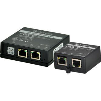Long Range Ethernet Single Port Adapter Kit, 100Mbps, Passes PoE/PoE+, Includes Receiver & Small Transceiver