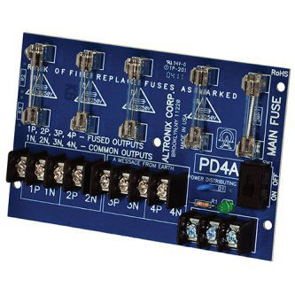 Power Distribution Module, 4 Fused Outputs up to 28VAC/VDC, Board