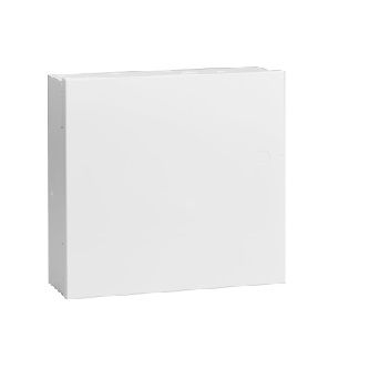 B11 Steel enclosure, small, white - White, steel enclosure. Accepts an optional lock and tamper switch. Measures 27.8 cm x 25.9 cm x 8.32 cm (10.9 in x 10.2 in x 3.3 in).