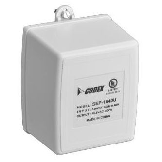 D1640 Transformer plug-in, 16V 40VA - System transformer rated at 16.5 VAC, 40 VA.