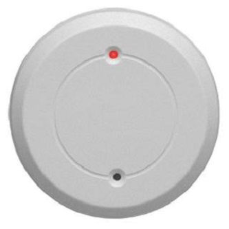 DS1101I Glassbreak detector, round - Round detector with Form C relay uses microprocessorbased sound analysis technology (SAT) to listen for the specific frequencies associated with breaking glass.