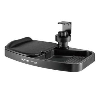 Under-Desk Clamp-On Storage Tray with Built-In Mouse Pad and Wrist Rest