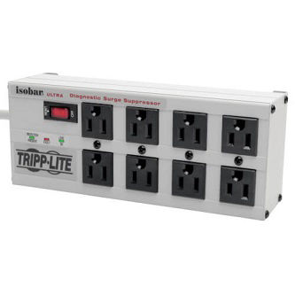 Isobar 8-Outlet Surge Protector, 25 ft. Cord with Right-Angle Plug, 3840   Joules, Diagnostic LEDs, Metal Housing