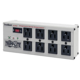 Isobar 8-Outlet Surge Protector, 25 ft. Cord with Right-Angle Plug, 3840  Joules, Diagnostic LEDs, Metal Housing