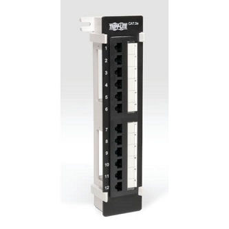 12-Port Wall-Mount Cat5e Patch Panel, 568B, RJ45 Ethernet, TAA