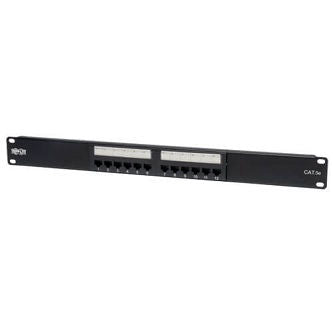 12-Port 1U Rack-Mount Cat5e 110 Patch Panel, 568B, RJ45 Ethernet, TAA