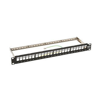 24-Port 1U Rack-Mount Shielded Blank Keystone/Multimedia Patch Panel, RJ45 Ethernet, USB, HDMI, Cat5e/6