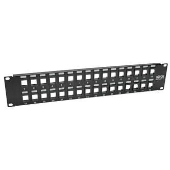32-Port 2U Rack-Mount Unshielded Blank Keystone/Multimedia Patch Panel, RJ45 Ethernet, USB, HDMI, Cat5e/6