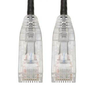 Cat6 Gigabit Snagless Slim UTP Ethernet Cable (RJ45 M/M), PoE, Black, 8-in. (20.32 cm)