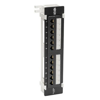 Cat6 Wall-Mount 12-Port Patch Panel - PoE+ Compliant, 110/Krone, 568A/B,  RJ45 Ethernet, TAA