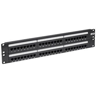 48-Port Cat6 Patch Panel - UTP, 110 Punch Down, RJ45, 2U, TAA