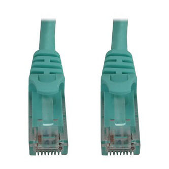 Cat6a 10G Snagless Molded UTP Ethernet Cable (RJ45 M/M), PoE, Aqua, 1 ft. (0.3 m)