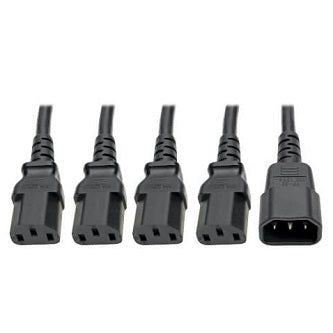 Power Cord Splitter, C14 to 4xC13 PDU Style - 10A, 250V, 18 AWG, 18-in. (45.72 cm), Black
