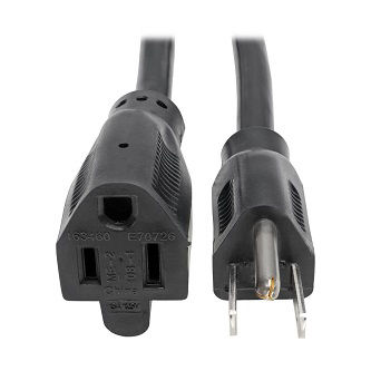 Power Extension Cord, NEMA 5-15P to NEMA 5-15R - Heavy-Duty, 15A, 120V, 14 AWG, 15 ft. (4.57 m), Black