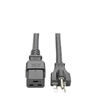 Power Cord, C19 to NEMA 5-20P - Heavy-Duty, 20A, 125V, 12 AWG, 10 ft. (3.05 m), Black