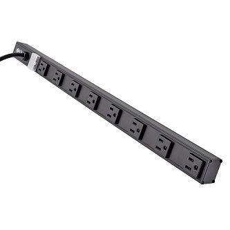 8-Outlet Vertical Power Strip, 120V, 15A, NEMA 5-15P, 15 ft. (4.57 m) Cord, 24 in., Black Housing