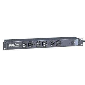 1U Rack-Mount Power Strip, 120V, 15A, 5-15P, 12 Outlets (6 Front-Facing,   6-Rear-Facing), 15 ft. (4.57 m) Cord
