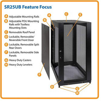 25U SmartRack Standard-Depth Half-Height Server Rack Enclosure, Doors and Side Panels