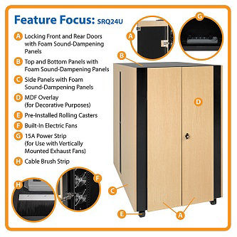 SmartRack 24U Sound Proof Half-Height Rack Enclosure