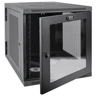 SmartRack 12U Server-Depth Wall-Mount Small Rack Enclosure, Clear Acrylic Window, Hinged Back