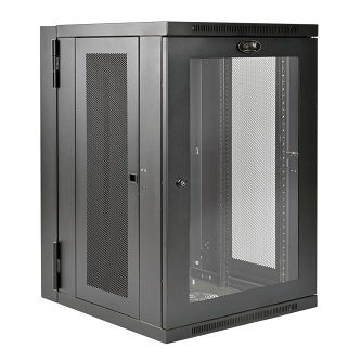 SmartRack 18U UPS-Depth Wall-Mount Half-Height Rack Enclosure, Clear Acrylic Window, Hinged Back