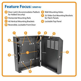 SmartRack 4U Low-Profile Vertical-Mount Switch-Depth Wall-Mount Rack Enclosure Cabinet