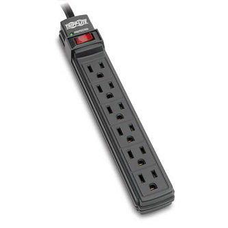 Protect It! 6-Outlet Surge Protector, 6 ft. Cord, 360 Joules, Diagnostic   LED, Black Housing