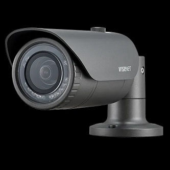 Wisenet HD+ 4MP IR bullet camera, AHD or CVBS formats are available, 2.8  mm fixed lens, true D/N, 12VDC, IR distance 65 feet, IP66/IK10