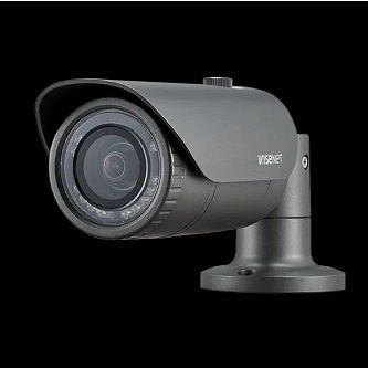 Wisenet HD+ 4MP IR bullet camera, AHD or CVBS formats are available, 6.0  mm fixed lens, true D/N, 12VDC, IR distance 98 feet, IP66/IK10