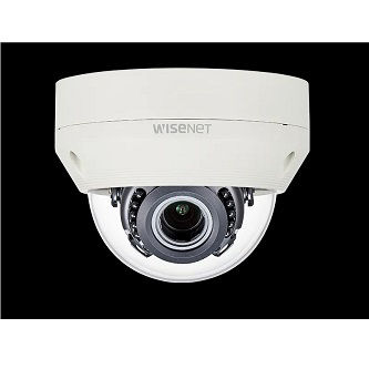 Wisenet HD+ 4MP IR outdoor dome camera, AHD or CVBS formats are available, manual vari-focal Lens (3.1X) (3.2-10mm), true D/N, 24VAC/12VDC, IR distance 98 feet, IP66/IK10