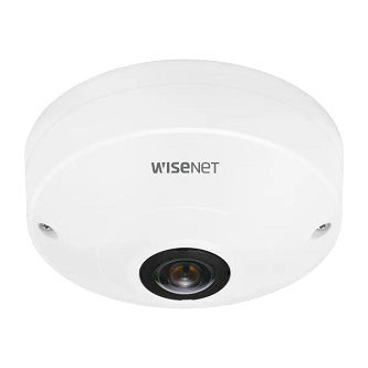 Wisenet Q series network Indoor fisheye dome camera, max resolution 2048x2048 @ 30fps, triple codec H.265/H.264/MJPEG with WiseStream technology, business analytics (heatmap and people counting), built-in SD card slot,PoE