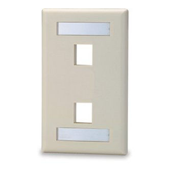 2-Port Single Gang Keystone Faceplate w/ Labeling, Ivory