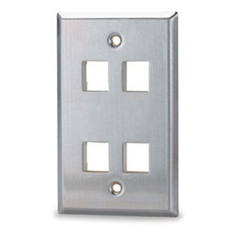 4-Port Single Gang Stainless Steel Faceplate