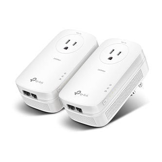 AV2000 2-Port Gigabit Passthrough Powerline Starter Kit, 2000Mbps Powerline Data Rate, Line-Neutral/Line-Ground 2*2 MIMO, 2 Gigabit Ethernet ports, HomePlug AV2, Green Powerline, Plug and Play, Twin Pack