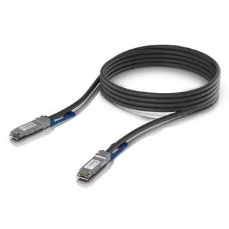 QSFP28 direct attach cable with a 100 Gbps max data rate.