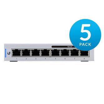 Fully Managed Gigabit Switch 8-Port Model Features Gigabit Ethernet in a    Compact Form Factor, 8 Gbps, 8 Gigabit RJ45, 4 Auto-Sensing IEEE 802.3af Power Over Ethernet Port, 16 Gbps Switching Capacity, 12W Maximum Power Consumption. 5 Pack