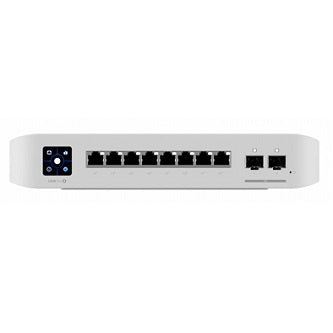 8-port, Layer 3 switch with PoE+ and PoE++ output.  (6) GbE PoE+ ports (2) GbE PoE++ ports  (2) 10G SFP+ ports  120W total PoE availability.