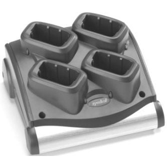 MC90, MC91, MC92, 4-Slot battery charger. Charges 4 spare batteries. Must order Power Supply PWRS-14000-242R, DC Line Cord 25-72614-01R and country specific 3-wire grounded AC Line Cord separately.