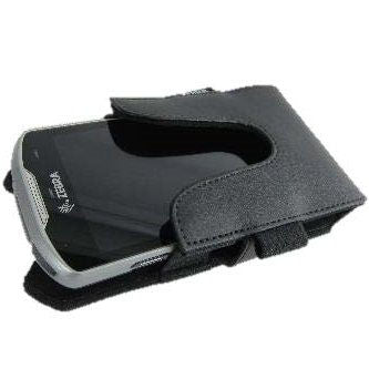 TC51, soft holster for vertical orientation with open bucket design for easy insertion and removal. Accommodates exoskeleton and trigger handle